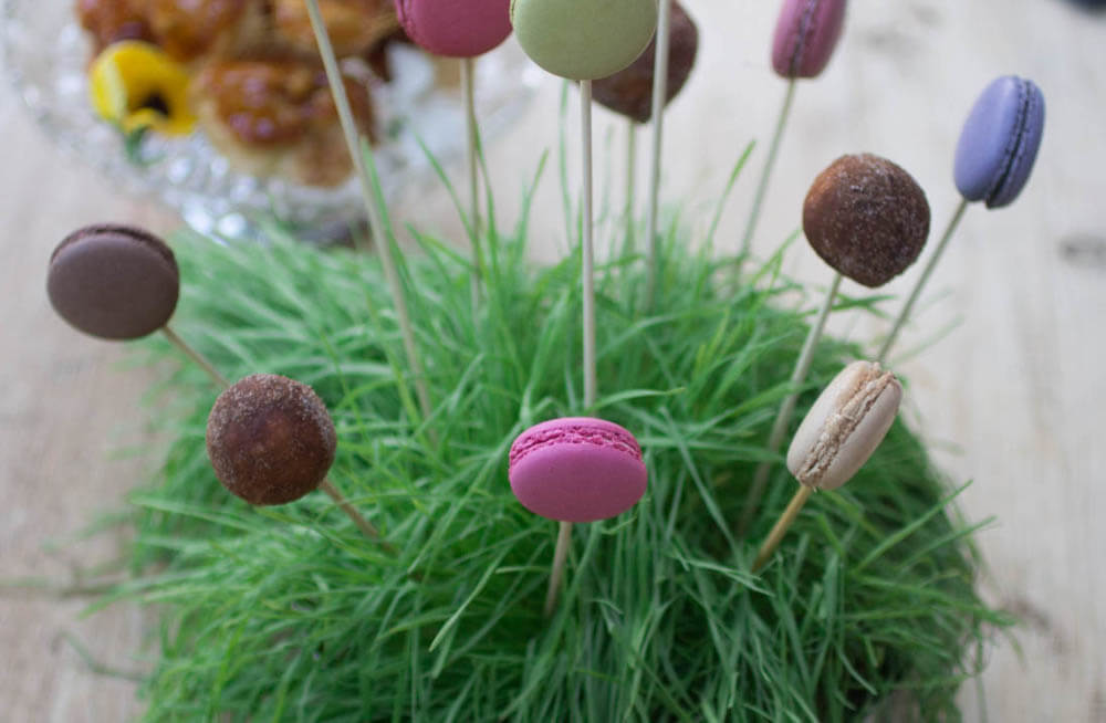 Macaron and Mini Doughnut Lollipops